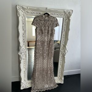 TADASHI SHOJI Embroidered Lace Sheer Evening Gown